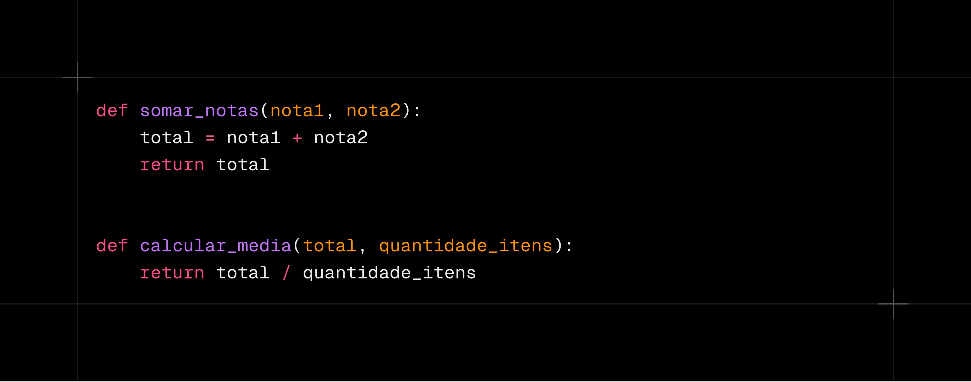 Exemplo de código Python padronizado segundo as normas da PEP 8 com espaçamento correto.